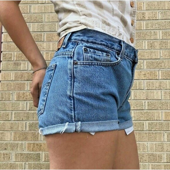 Levi’s 505 High Rise Distressed Jean Cut Off Shorts Size 9 vtg 90s mom retro 29" - Picture 1 of 10